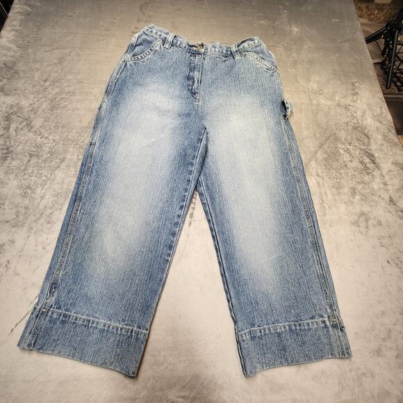 Sonoma Jeans Womens 14 Blue Denim Carpenter Wide Leg Relaxed Fit Hong Kong Y2K - Picture 1 of 9
